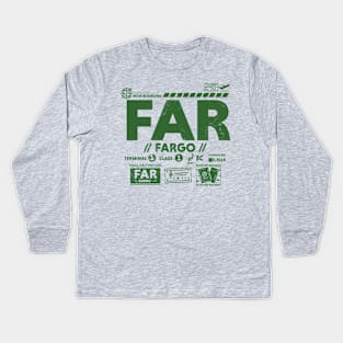 Vintage Fargo FAR Airport Code Travel Day Retro Travel Tag North Dakota Alt Kids Long Sleeve T-Shirt